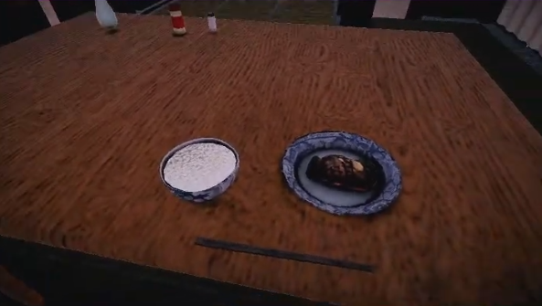 いえのあじの謎のお肉を食べるシーンのキービジュアル